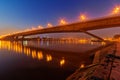 Bridge across river at night Royalty Free Stock Photo