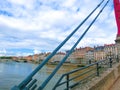 Bridge across river Rhone on winter sunny day, Lyon Royalty Free Stock Photo