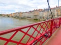 Bridge across river Rhone on winter sunny day, Lyon Royalty Free Stock Photo