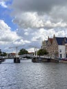 Bridge across a river in Haarlem Royalty Free Stock Photo