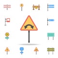 Bridge ahead colored icon. Detailed set of color road sign icons. Premium graphic design. One of the collection icons for websites Royalty Free Stock Photo