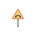 Bridge ahead colored icon. Element of road signs and junctions icon for mobile concept and web apps. Colored Bridge ahead can be u Royalty Free Stock Photo