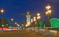 The Bridge of Alexandre III at night, Paris, France Royalty Free Stock Photo