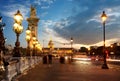 Bridge Alexandre III at sunset