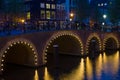 Bridge in Amsterdam at black night Royalty Free Stock Photo