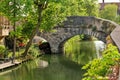 The bridge ancient of a stone via the channel in Bruges, Belgium