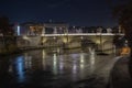 Bridge of Angels near to Sant` Angelo Castel and Vatican City with view of Tiber River. View in the nigth.