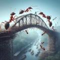 A Teamwork Marvel as Industrious Ants Construct a Path to Success. Generative ai for illustrations