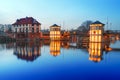 Bridge architecture on Elblag canal at night