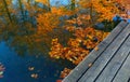 Bridge in autumn lake Royalty Free Stock Photo