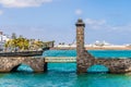 Bridge of the balls leading to San Gabriel Castle, Arrecife, Lanzarote, Canary Islands, Spain Royalty Free Stock Photo