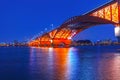 Bridge Beautiful twilight of Seoul City at Sunset and han river South Korea Royalty Free Stock Photo