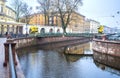 The bridge on the bend of Griboedov Canal, Saint Petersburg, Russia