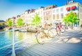 Leiden canals in Netherlands Royalty Free Stock Photo