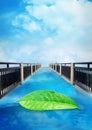 The bridge blue sky, Leaves nature background, poster