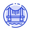 Bridge, Building, City, Cityscape Blue Dotted Line Line Icon