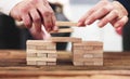 Bridge Building Using Wooden Blocks Royalty Free Stock Photo