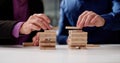 Bridge Building Using Wooden Blocks Royalty Free Stock Photo