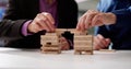 Bridge Building Using Wooden Blocks Royalty Free Stock Photo