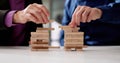 Bridge Building Using Wooden Blocks Royalty Free Stock Photo