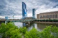 Bridge and buildings along the Schuylkill River in Philadelphia, Pennsylvania