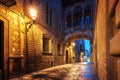 Bridge between buildings in Barri Gotic quarter of Barcelona Royalty Free Stock Photo