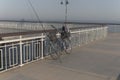 Fishing supplies in action - fishing from the bridge in Burgas