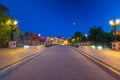 Bridge in Bydgoszcz city over Brda river at night