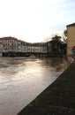 bridge called Ponte Pusterla in the city of Vicenza in Italy during the flood with the Bacchiglione river