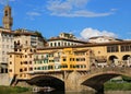 Bridge called Ponte Vecchio in Florence Italy over Arno River Royalty Free Stock Photo