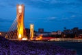 Bridge of Can Peixauet at spring twilight, Barcelona