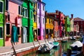 Bridge and canal with colorful houses on island Burano, Italy