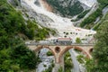 bridge in the carrara marble mountains Royalty Free Stock Photo