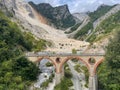 bridge in the carrara marble mountains in italy Royalty Free Stock Photo