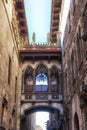 Bridge Carrer del Bisbe in Barcelona Gothic quarter Royalty Free Stock Photo