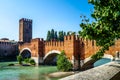 Bridge of Castelvecchio with arches over river Adige in Verona, Italy. Royalty Free Stock Photo