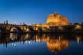 Bridge and castle Sant Angelo at night, Rome Royalty Free Stock Photo