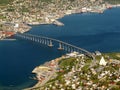 The bridge and the Cathedral of Tromsoe Royalty Free Stock Photo