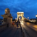 Bridge of the chains, located in Budapest, Royalty Free Stock Photo