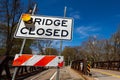 Bridge closed sign on USA local road in Pittsburg Royalty Free Stock Photo