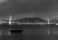 Bridge connected Hong Kong and Shenzhen city in China in monochrome Royalty Free Stock Photo