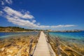 The bridge connecting the islet of Agios Sostis (Cameo Island) with Laganas town, Zakynthos