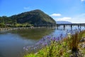 Bridge connecting to the hill in Greymouth, New Zealand