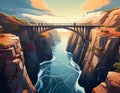 Bridge connecting two cliffs, representing leadership as a connector and enabler Royalty Free Stock Photo