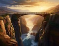 Bridge connecting two cliffs, representing leadership as a connector and enabler Royalty Free Stock Photo