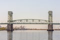Cape Fear Memorial Bridge in Wilmington, North Carolina at sunset time, Royalty Free Stock Photo