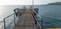 Bridge connects to the main pier and octa pier pillar errect from the sea water Royalty Free Stock Photo