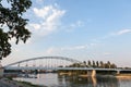 Belvarosi Hid bridge, also known as Downtown bridge on the tisza river during a sunny sunset. Royalty Free Stock Photo
