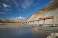 Bridge construction across the Indus River along the Karakorum H Royalty Free Stock Photo