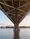 Bridge construction from bottom at Hungarian Slovak border, Komarom Komarno Royalty Free Stock Photo